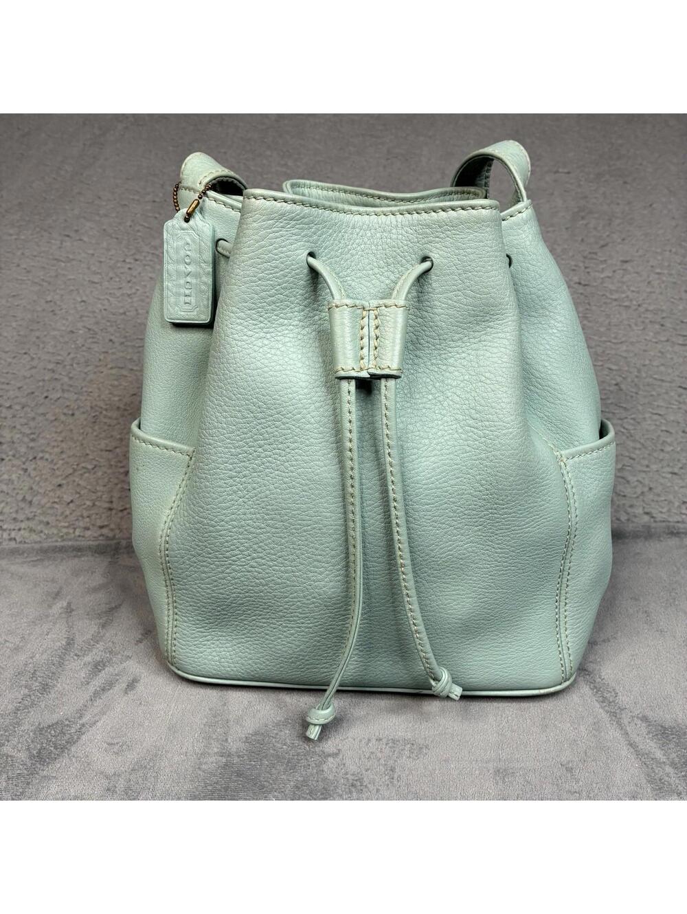 Vintage Coach Sonoma Drawstring Bucket Bag 4926 Mint Green Leather USA